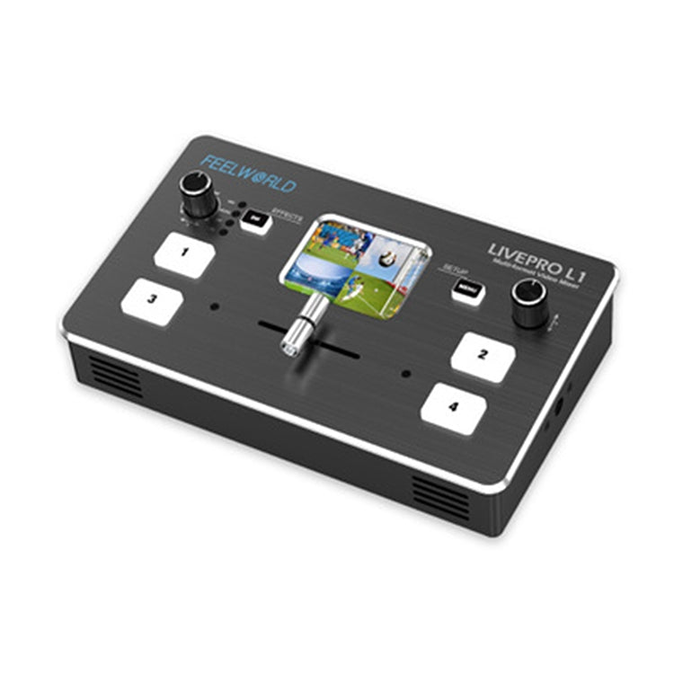 FEELWORLD LIVEPRO L1 Multi-camera Media Live Broadcast 4-Channel Live Production Switcher with 2.0 inch TFT Screen Eurekaonline