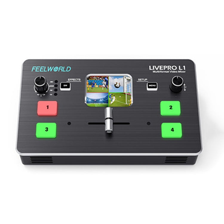 FEELWORLD LIVEPRO L1 Multi-camera Media Live Broadcast 4-Channel Live Production Switcher with 2.0 inch TFT Screen Eurekaonline
