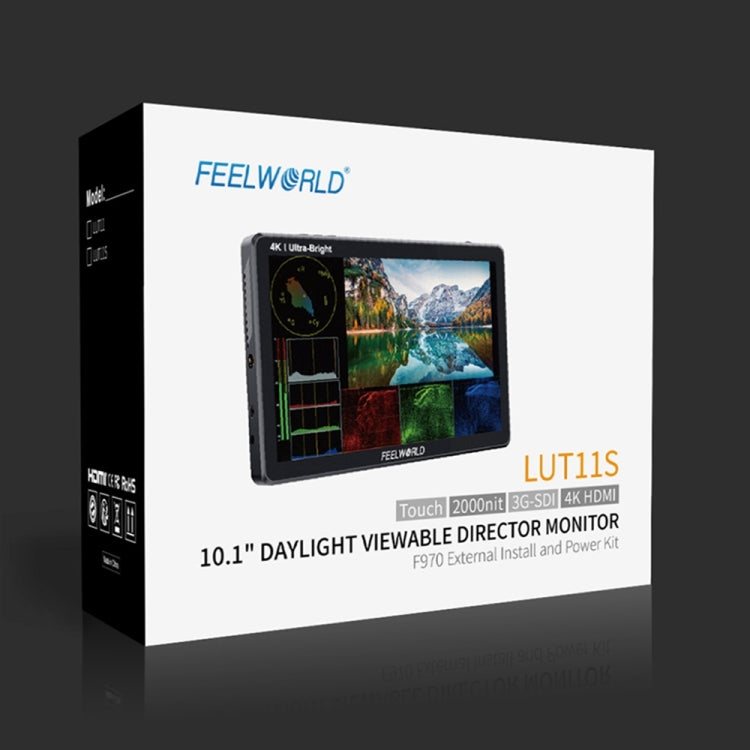 FEELWORLD LUT11S 10.1 inch Ultra High Bright 2000nit Touch Screen DSLR Camera Field Monitor, 3G-SDI 4K HDMI Input Output 1920 x 1200 IPS Panel(UK Plug) Eurekaonline