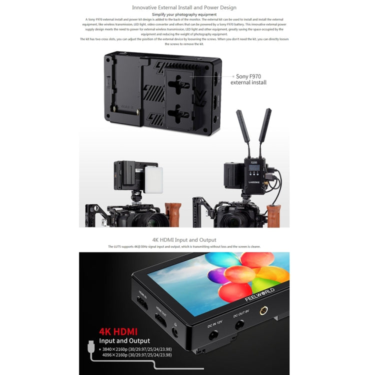 FEELWORLD LUT5 5.5 inch Ultra High Bright 3000nit Touch Screen DSLR Camera Field Monitor (Black) Eurekaonline