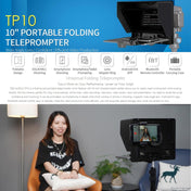 FEELWORLD TP10 Portable 10-inch Folding Teleprompter with Remote Control Lens Adapter Ring For Below 10 inches Smartphone / Tablet (Black) Eurekaonline