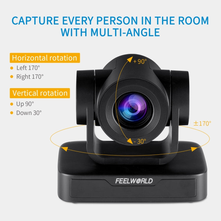 FEELWORLD USB10X 10X Optical Zoom 1080P USB PTZ Video Conference Camera, EU and US Plug(Black) Eurekaonline