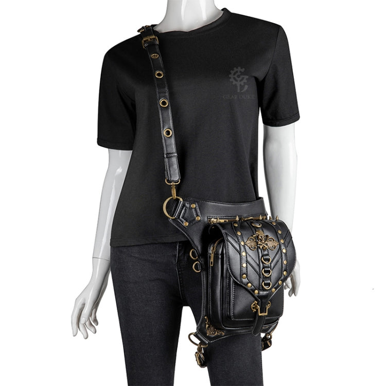 FHG131BK Skull Head Decoration Multi-function PU Leather One-shoulder Crossbody Bag Waist Bag for Ladies Eurekaonline