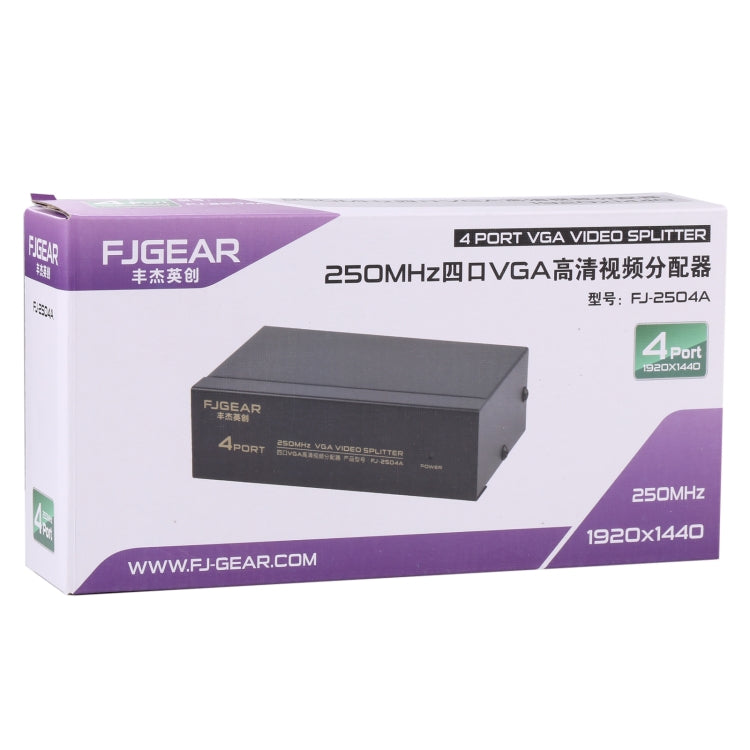 FJ-2504A 4 Port VGA Video Splitter High Resolution 1920 x 1440 Support 250MHz Video Bandwidth Eurekaonline