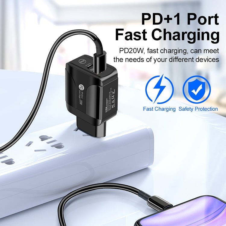 FLOVEME 210BL2007 PD 20W QC3.0 Phone Fast Charger Power Adapter, Plug Type:EU Plug(White) Eurekaonline