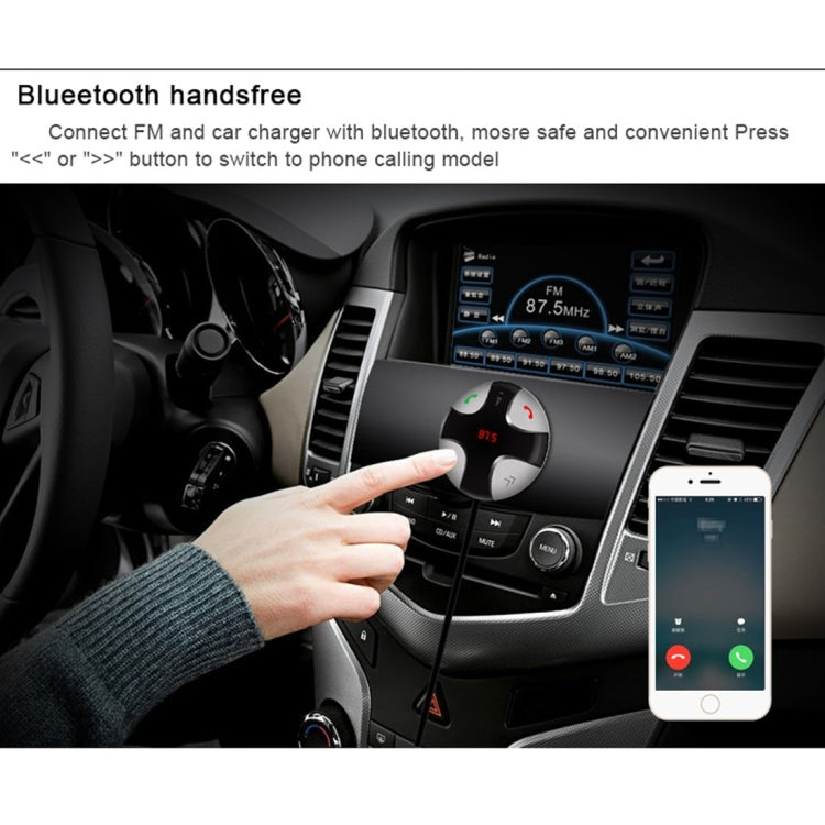 FM29B Bluetooth FM Transmitter Hands-free Car Kit, Car Charger, For iPhone, Galaxy, Sony, Lenovo, HTC, Huawei, and other Smartphones Eurekaonline