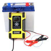 FOXSUR 12A / 12V / 24V Car / Motorcycle 7-stage Lead-acid Battery AGM Charger, Plug Type:EU Plug(Yellow) Eurekaonline