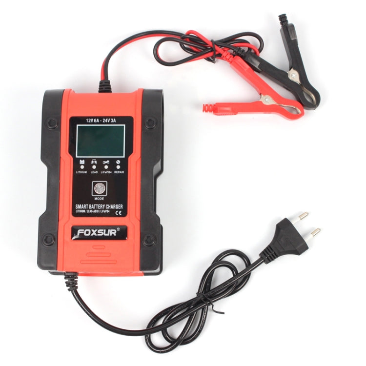 FOXSUR 12V-24V Car Motorcycle Repair Battery Charger AGM Charger Color:Red(EU Plug) Eurekaonline