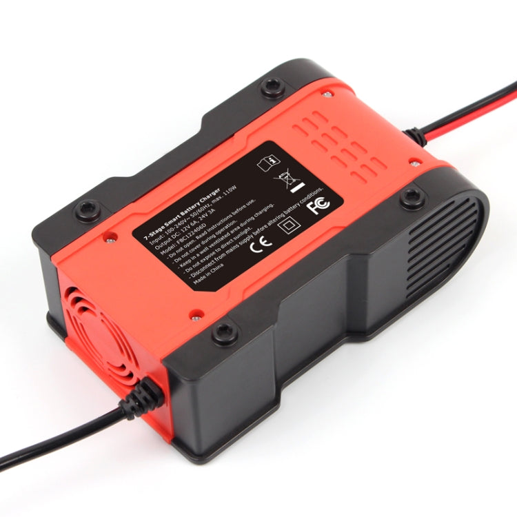 FOXSUR 12V-24V Car Motorcycle Repair Battery Charger AGM Charger Color:Red(EU Plug) Eurekaonline