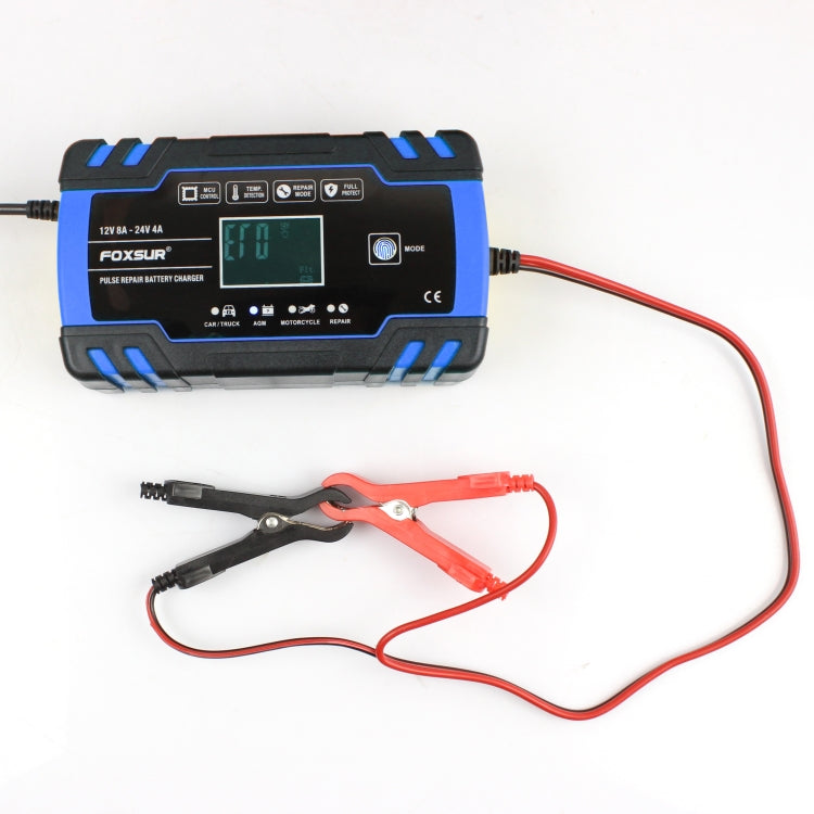 FOXSUR 12V-24V Car Motorcycle Truck Repair Battery Charger AGM Charger, EU Plug (Blue) Eurekaonline