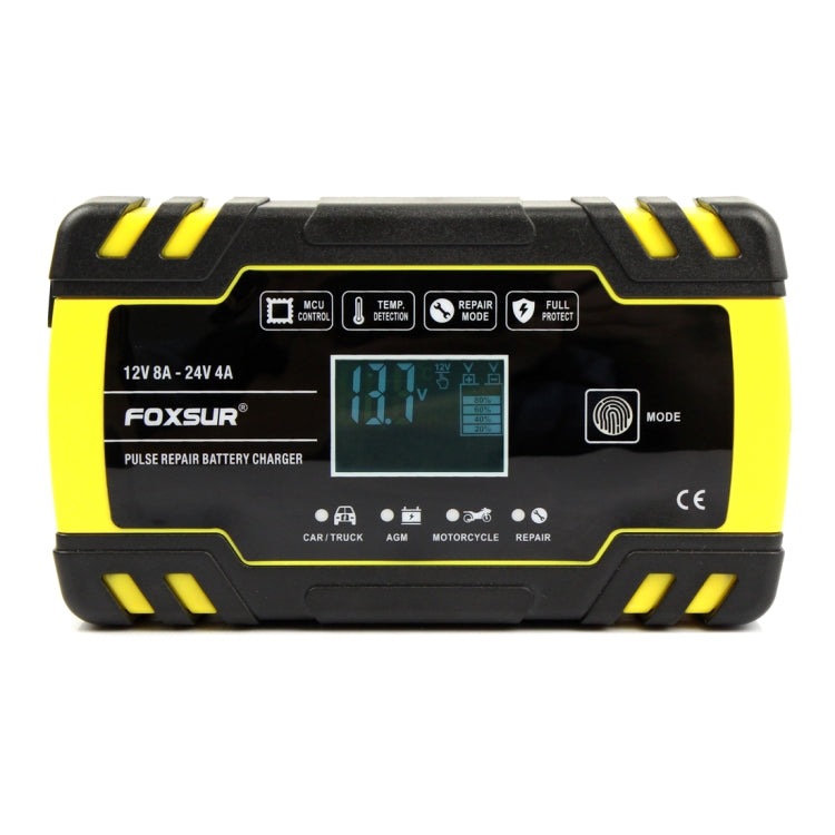 FOXSUR 12V-24V Car Motorcycle Truck Repair Battery Charger AGM Charger, EU Plug Eurekaonline