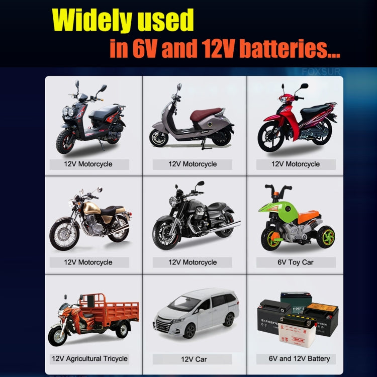 FOXSUR 2A / 6V / 12V Car / Motorcycle 3-stage Full Smart Battery Charger, Plug Type:EU Plug(Red) Eurekaonline