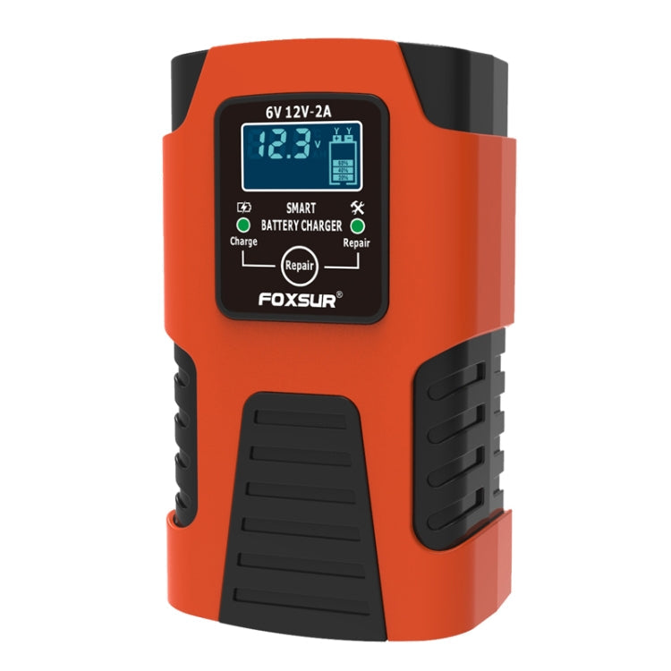 FOXSUR 2A / 6V / 12V Car / Motorcycle 3-stage Full Smart Battery Charger, Plug Type:EU Plug(Red) Eurekaonline