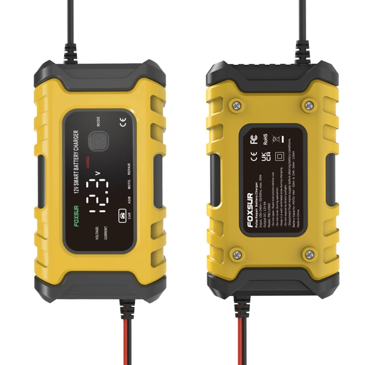 FOXSUR 6A 12V Motorcycle / Car Smart Battery Charger, Plug Type:AU Plug(Yellow) Eurekaonline