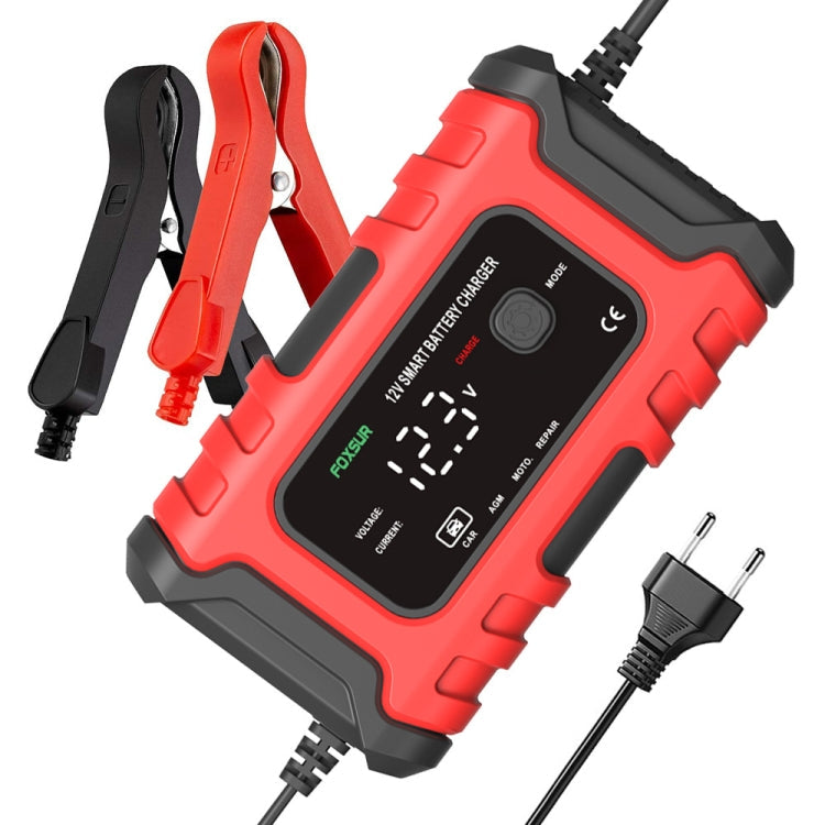 FOXSUR 6A 12V Motorcycle / Car Smart Battery Charger, Plug Type:UK Plug(Red) Eurekaonline