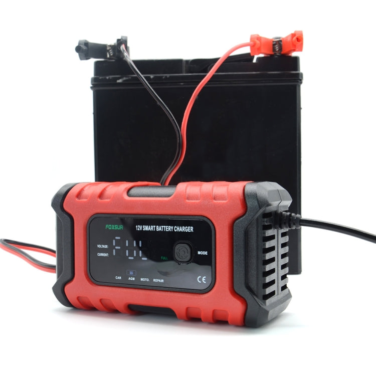 FOXSUR 6A 12V Motorcycle / Car Smart Battery Charger, Plug Type:US Plug(Red) Eurekaonline
