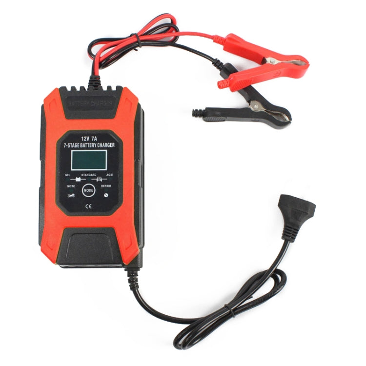 Motorcycle Repair Charger 12V 7A 7-stage + Multi-battery Mode Lead-acid Battery Charger, Plug Type:UK Plug(Red) Eurekaonline