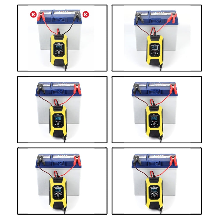 FOXSUR Car / Motorcycle Repair Charger 12V 7A 7-stage + Multi-battery Mode Lead-acid Battery Charger, Plug Type:US Plug(Yellow) Eurekaonline