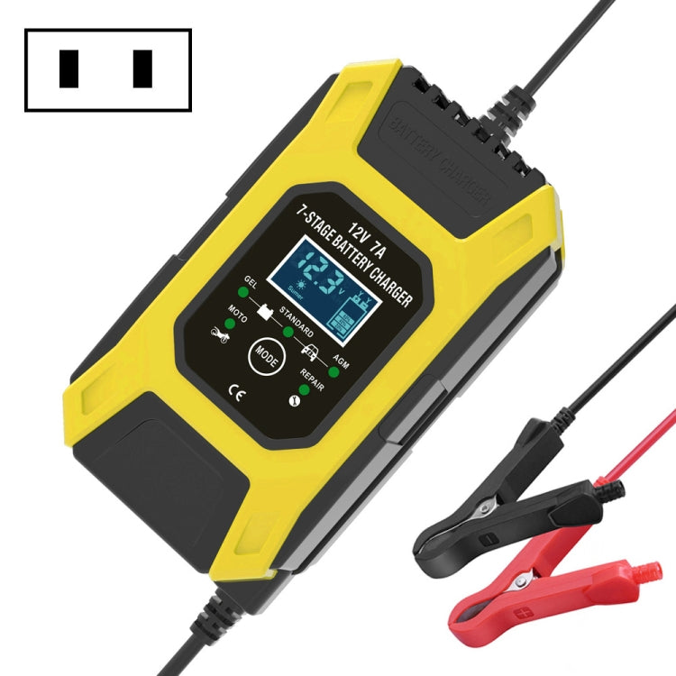  Motorcycle Repair Charger 12V 7A 7-stage + Multi-battery Mode Lead-acid Battery Charger, Plug Type:US Plug(Yellow) Eurekaonline