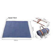 FWP Waterproof Thick Tassel Picnic Mat, Size: 200x150cm(Navy Blue) Eurekaonline