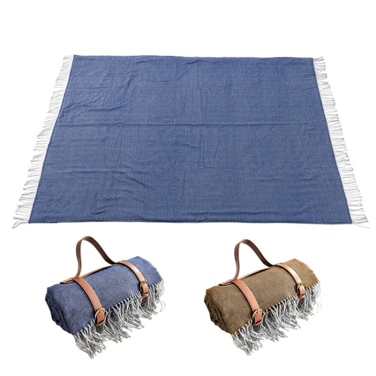 FWP Waterproof Thick Tassel Picnic Mat, Size: 200x150cm(Navy Blue) Eurekaonline