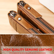 FX-199 Leather Retro Men Double Zipper Short Wallet Anti-RFID Casual Wallet Coin Purse(Brown) Eurekaonline