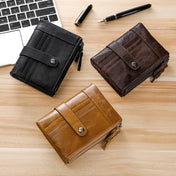 FX-199 Leather Retro Men Double Zipper Short Wallet Anti-RFID Casual Wallet Coin Purse(Brown) Eurekaonline