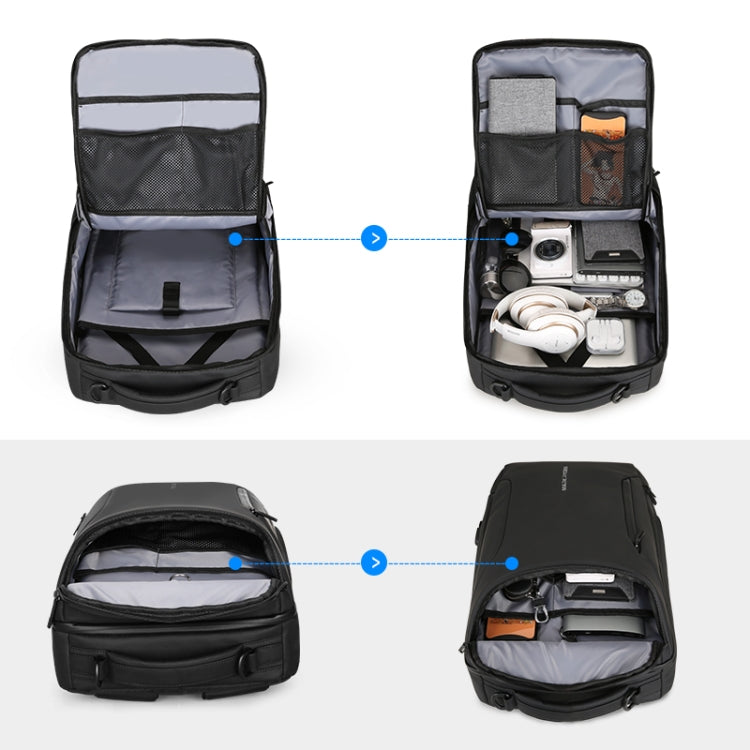 Fashion Men Backpack Multifunctional Waterproof Laptop Bag Travel Bag with USB Charging Port(Black) Eurekaonline
