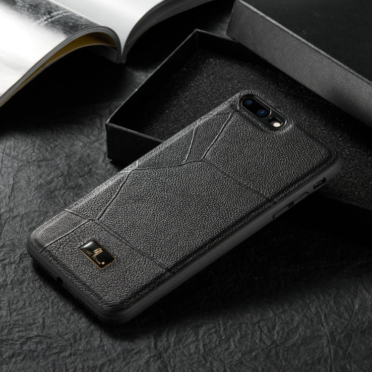 Fierre Shann Leather Texture Phone Back Cover Case For iPhone 8 Plus / 7 Plus(Ox Tendon Black) Eurekaonline