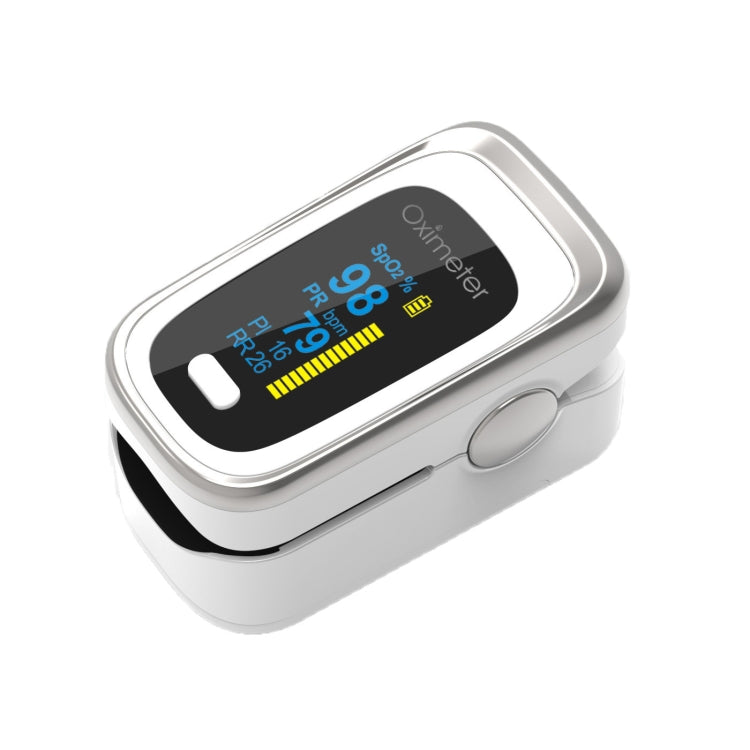 Finger Pulse Oximeter Finger Pulse Blood Oxygen Saturation Monitor, Colour: 130R Silver White(English Manual) Eurekaonline