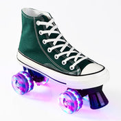 Flash Roller Skates Shoes Adult Children Four-Wheel Canvas Roller Skates Shoes Double Row Roller Skates Shoes, Size: 39(Dark Green+ Special Bag) Eurekaonline