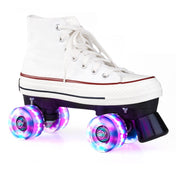 Flash Roller Skates Shoes Adult Children Four-Wheel Canvas Roller Skates Shoes Double Row Roller Skates Shoes, Size: 40(White + Special Bag) Eurekaonline