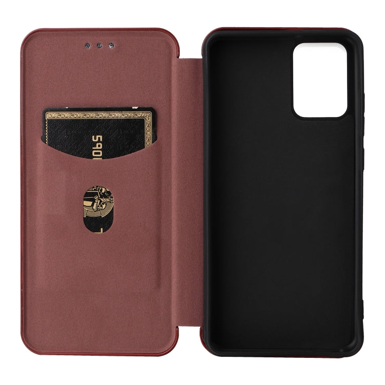 For Alcatel 1B 2022 Carbon Fiber Texture Flip Leather Phone Case(Brown) Eurekaonline