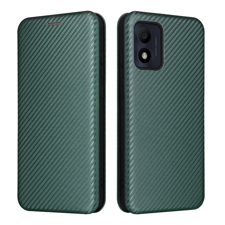 For Alcatel 1B 2022 Carbon Fiber Texture Flip Leather Phone Case(Green) Eurekaonline