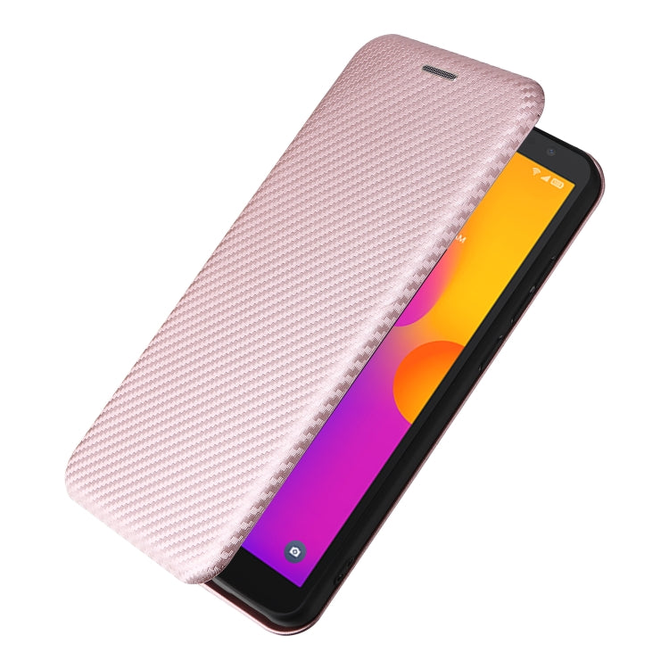 For Alcatel 1B 2022 Carbon Fiber Texture Flip Leather Phone Case(Pink) Eurekaonline