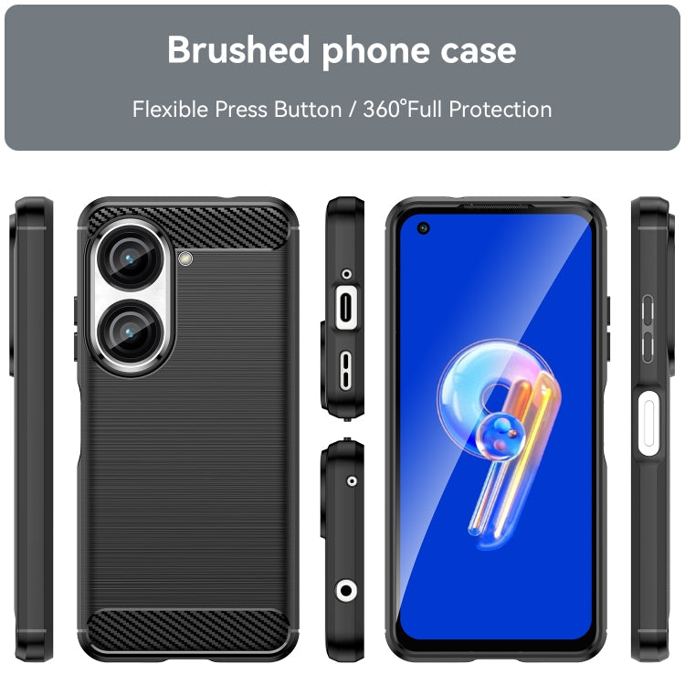 For Asus Zenfone 9 Brushed Texture Carbon Fiber TPU Case(Black) Eurekaonline