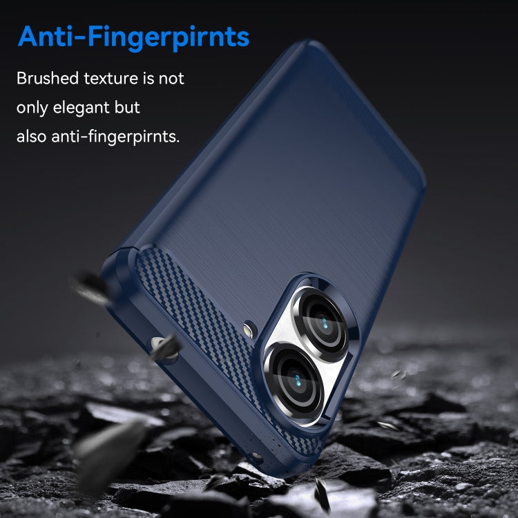 For Asus Zenfone 9 Brushed Texture Carbon Fiber TPU Case(Blue) Eurekaonline
