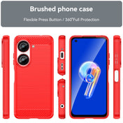 For Asus Zenfone 9 Brushed Texture Carbon Fiber TPU Case(Red) Eurekaonline