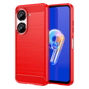 For Asus Zenfone 9 Brushed Texture Carbon Fiber TPU Case(Red) Eurekaonline