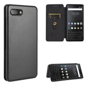 For BlackBerry KEY2 Carbon Fiber Texture Horizontal Flip TPU + PC + PU Leather Case with Card Slot(Black) Eurekaonline