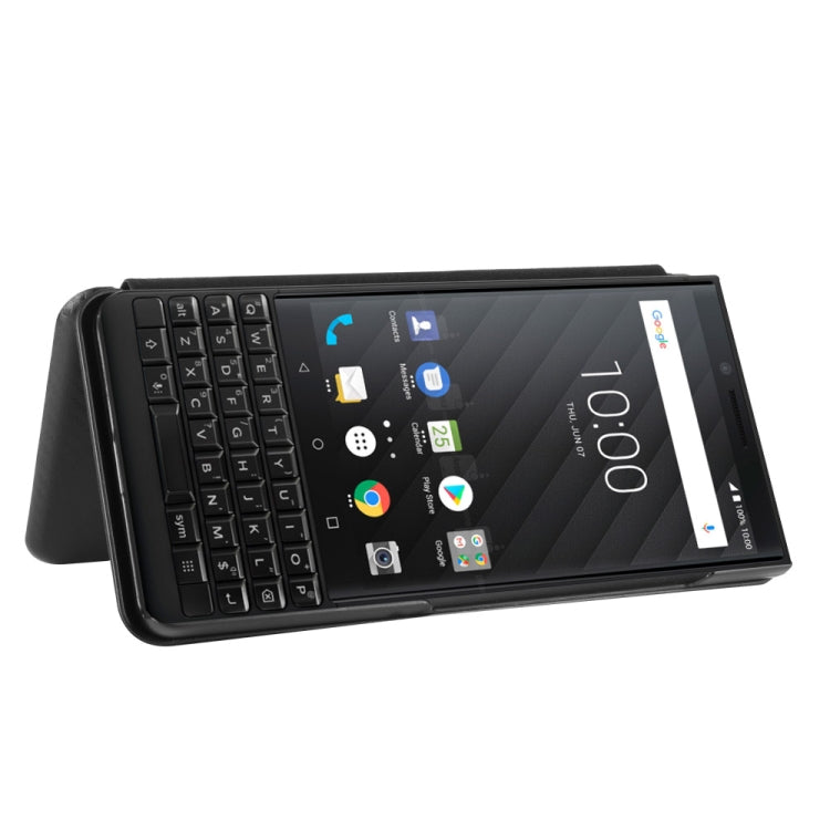 For BlackBerry KEY2 Carbon Fiber Texture Horizontal Flip TPU + PC + PU Leather Case with Card Slot(Black) Eurekaonline