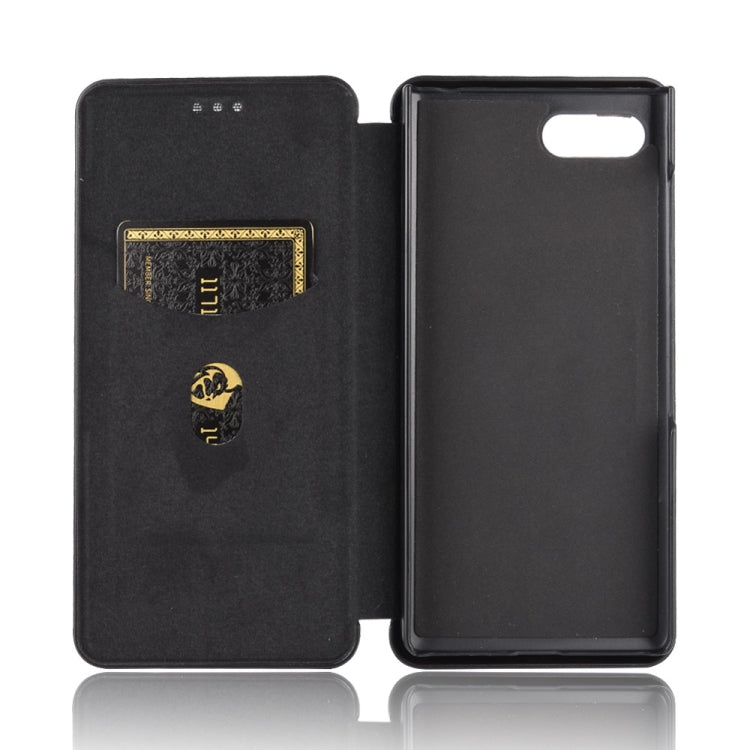 For BlackBerry KEY2 Carbon Fiber Texture Horizontal Flip TPU + PC + PU Leather Case with Card Slot(Black) Eurekaonline