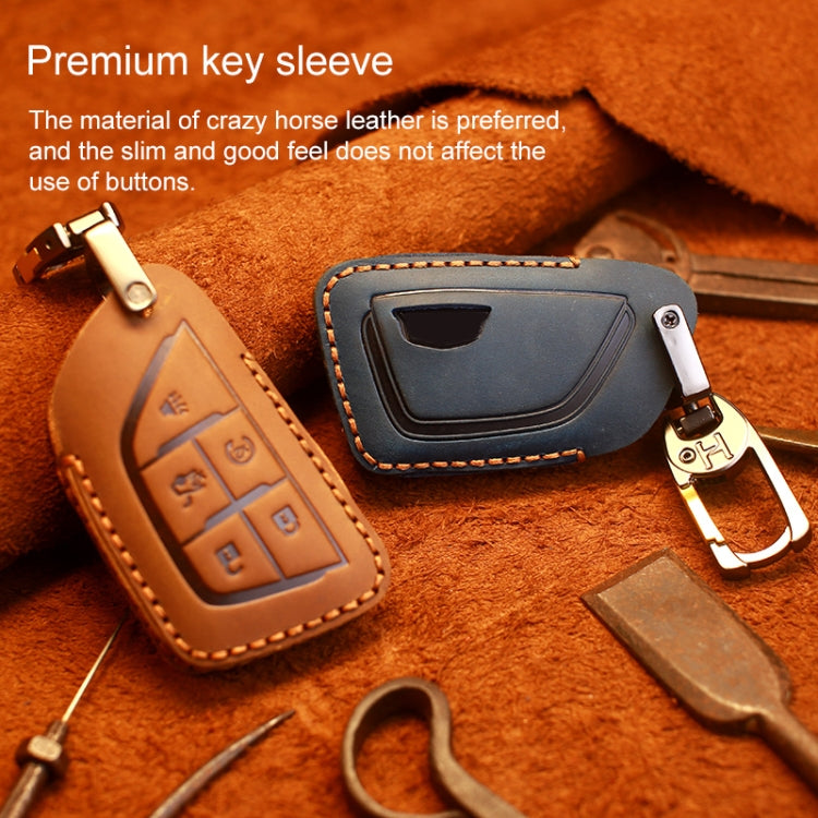 For Cadillac New Style Car Cowhide Leather Key Protective Cover Key Case (Brown) Eurekaonline