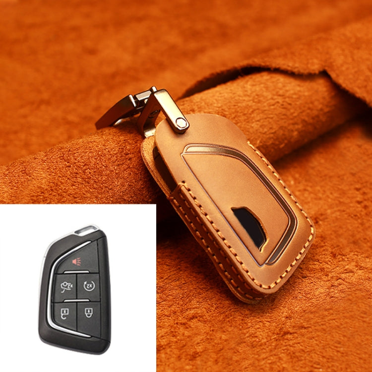 For Cadillac New Style Car Cowhide Leather Key Protective Cover Key Case (Brown) Eurekaonline