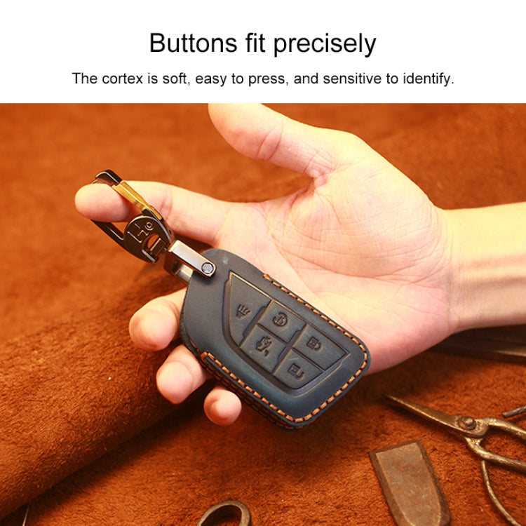 For Cadillac New Style Car Cowhide Leather Key Protective Cover Key Case (Brown) Eurekaonline