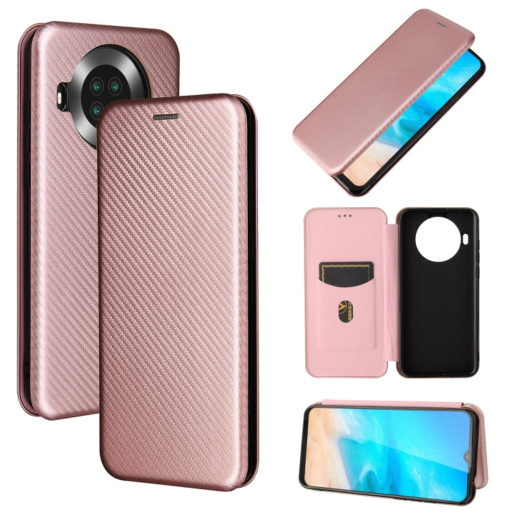 For Cubot Note 20 Carbon Fiber Texture Horizontal Flip TPU + PC + PU Leather Case with Card Slot(Pink) Eurekaonline