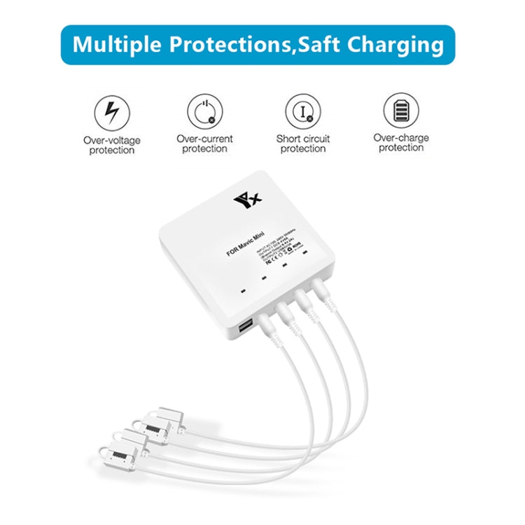 For DJI Mavic Mini Charger Battery USB 6 in 1 Hub Intelligent Battery Controller Charger, Plug Type:AU Plug Eurekaonline