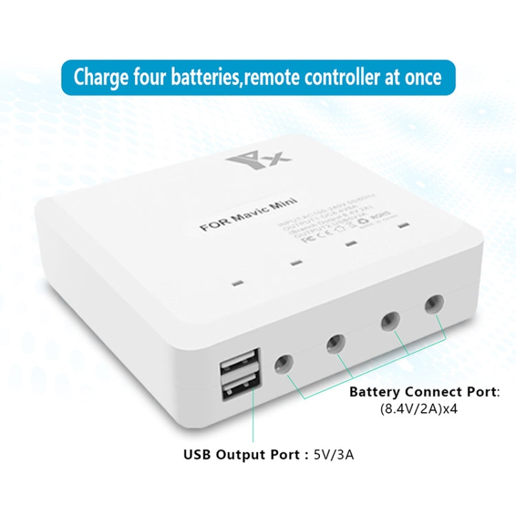 For DJI Mavic Mini Charger Battery USB 6 in 1 Hub Intelligent Battery Controller Charger, Plug Type:EU Plug Eurekaonline