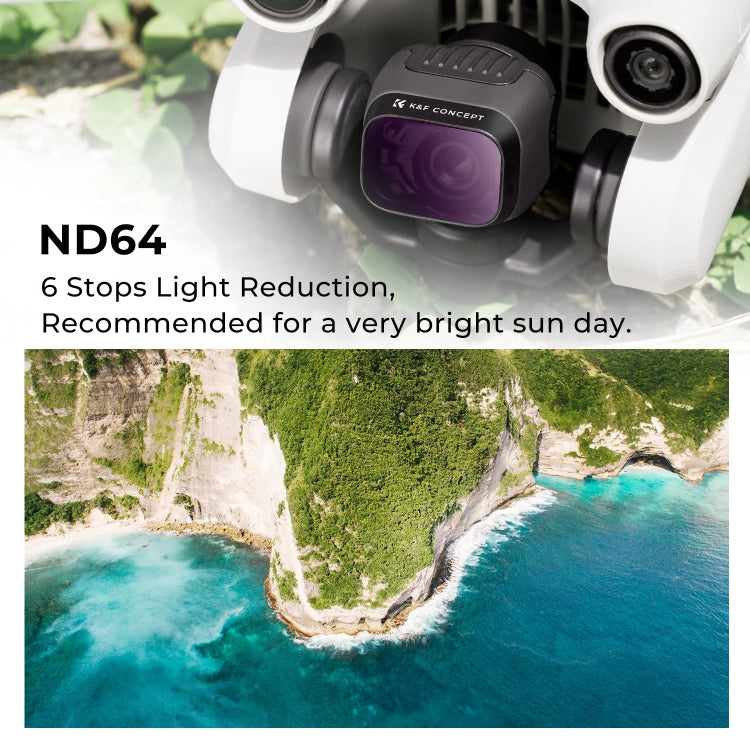 For DJI Mini 3 Pro K&F CONCEPT KF01.2040 ND64 Filter 6-stops HD Light Reduction Filter Eurekaonline