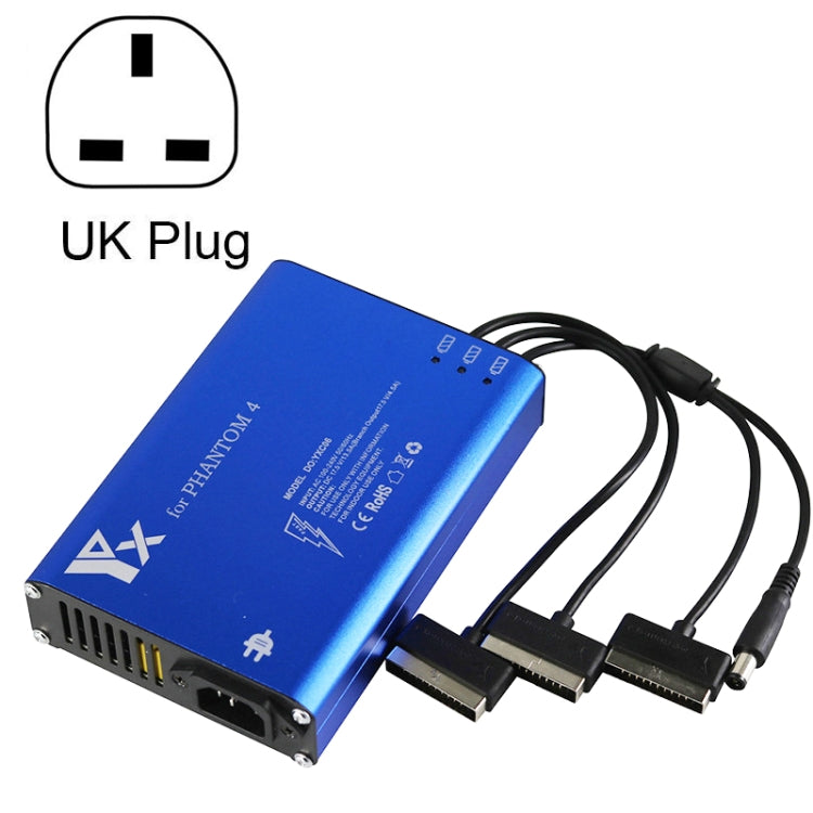 For DJI Phantom 4 Pro Advanced+ Charger  4 in 1 Hub Intelligent Battery Controller Charger, Plug Type:UK Plug Eurekaonline